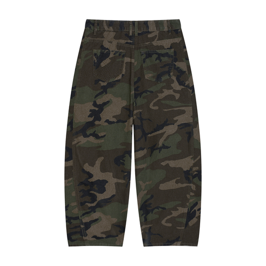 Camo Barrel Leg Cargo Pants