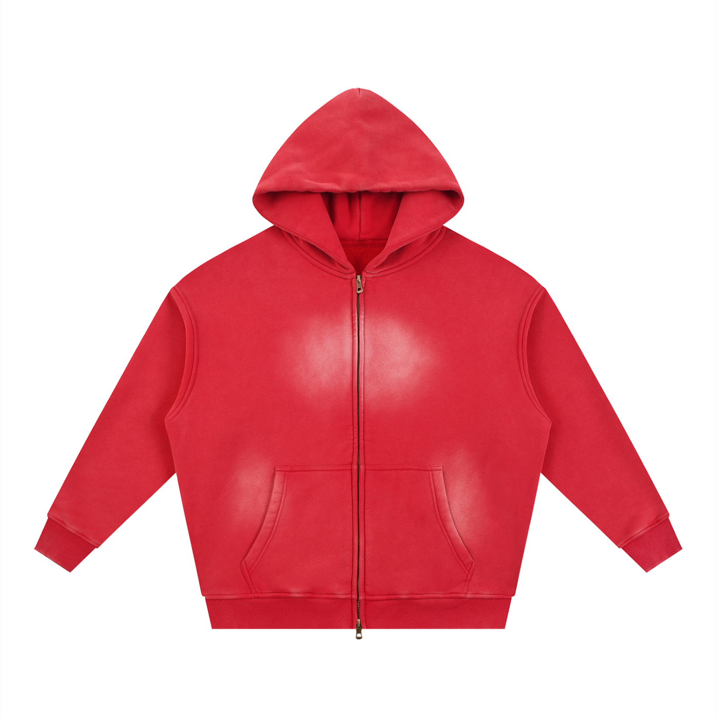 Unisex Sunfade Two-way Zipper Boxy Fleece Hoodie