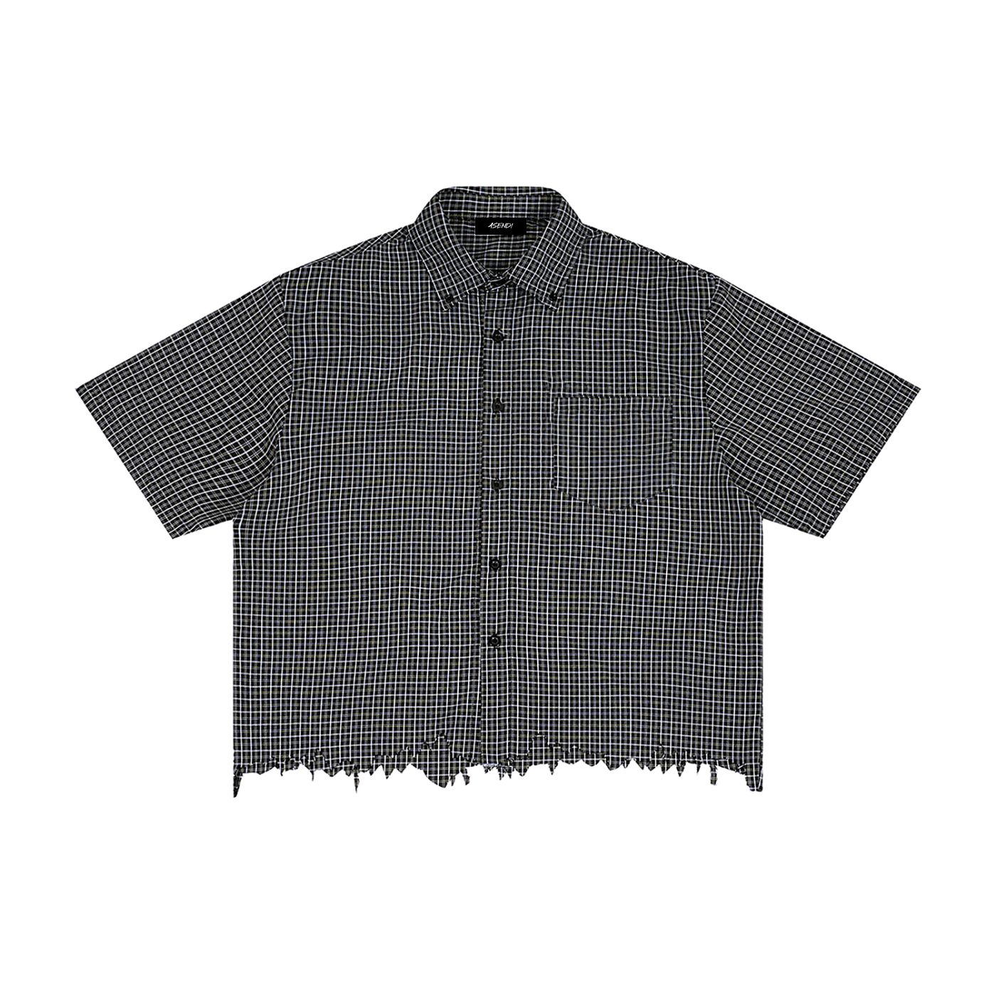 Distressed Plaid Boxy Shirt