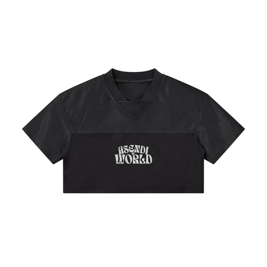 Cropped Paneled V-Neck Jersey