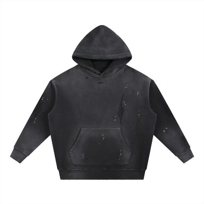 Unisex Vintage Washed Frayed Fleece Hoodie