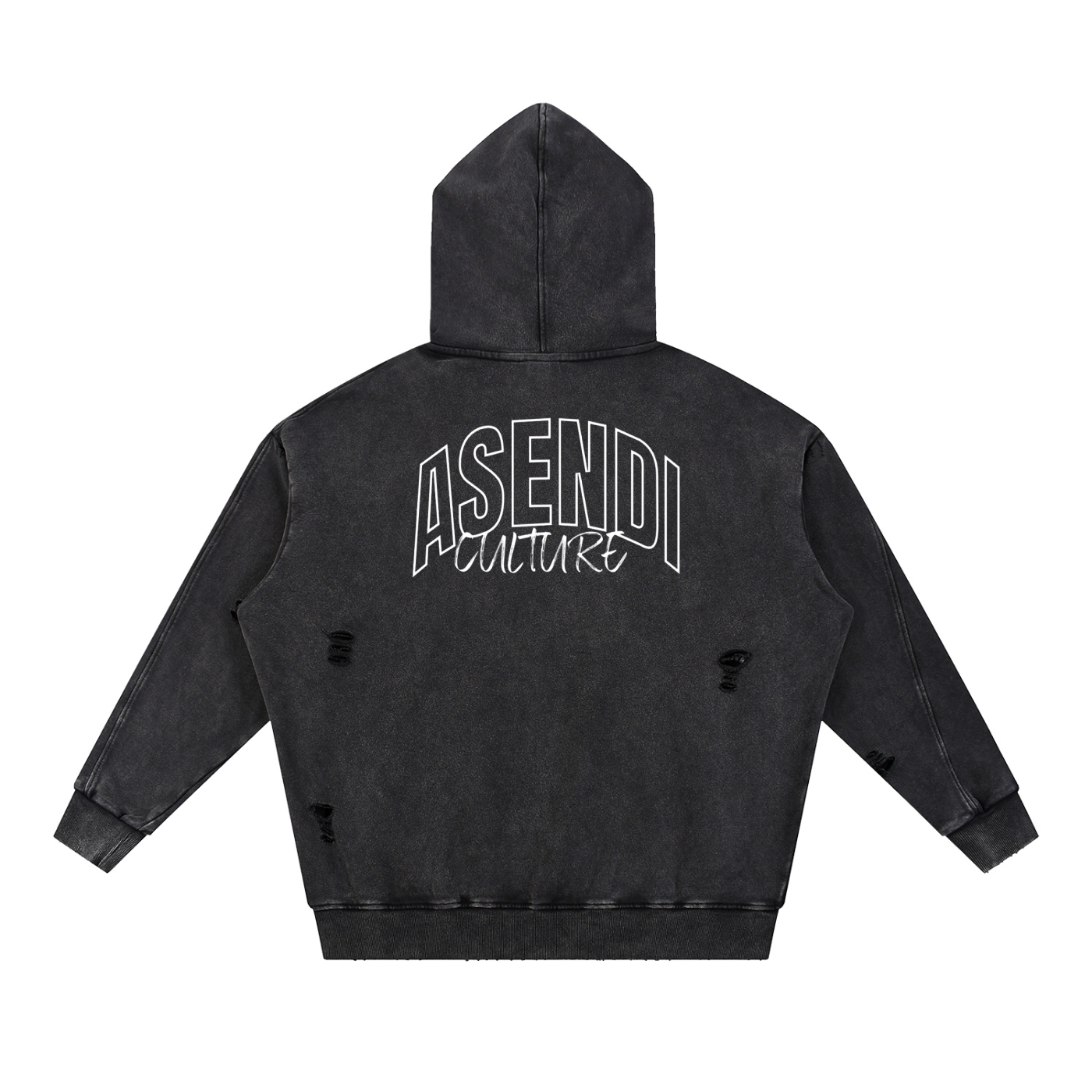 Unisex Snow Washed Distressed Panel Pocket Hoodie