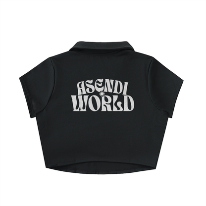 V-Neck Lapel Crop Top