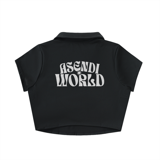 V-Neck Lapel Crop Top