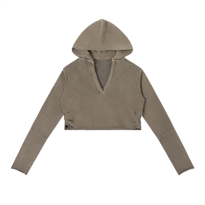 Women's Vintage Washed Raw Edge Hoodie