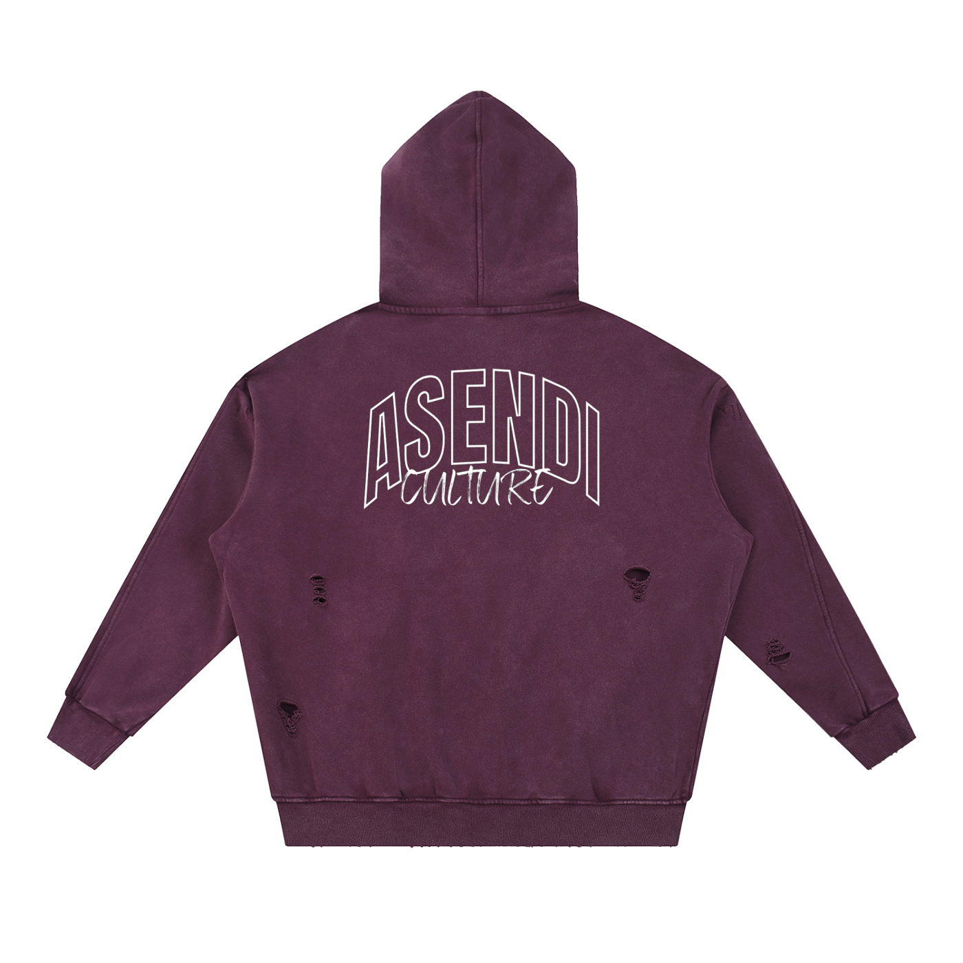 Unisex Snow Washed Distressed Panel Pocket Hoodie