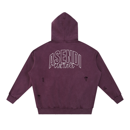 Unisex Snow Washed Distressed Panel Pocket Hoodie