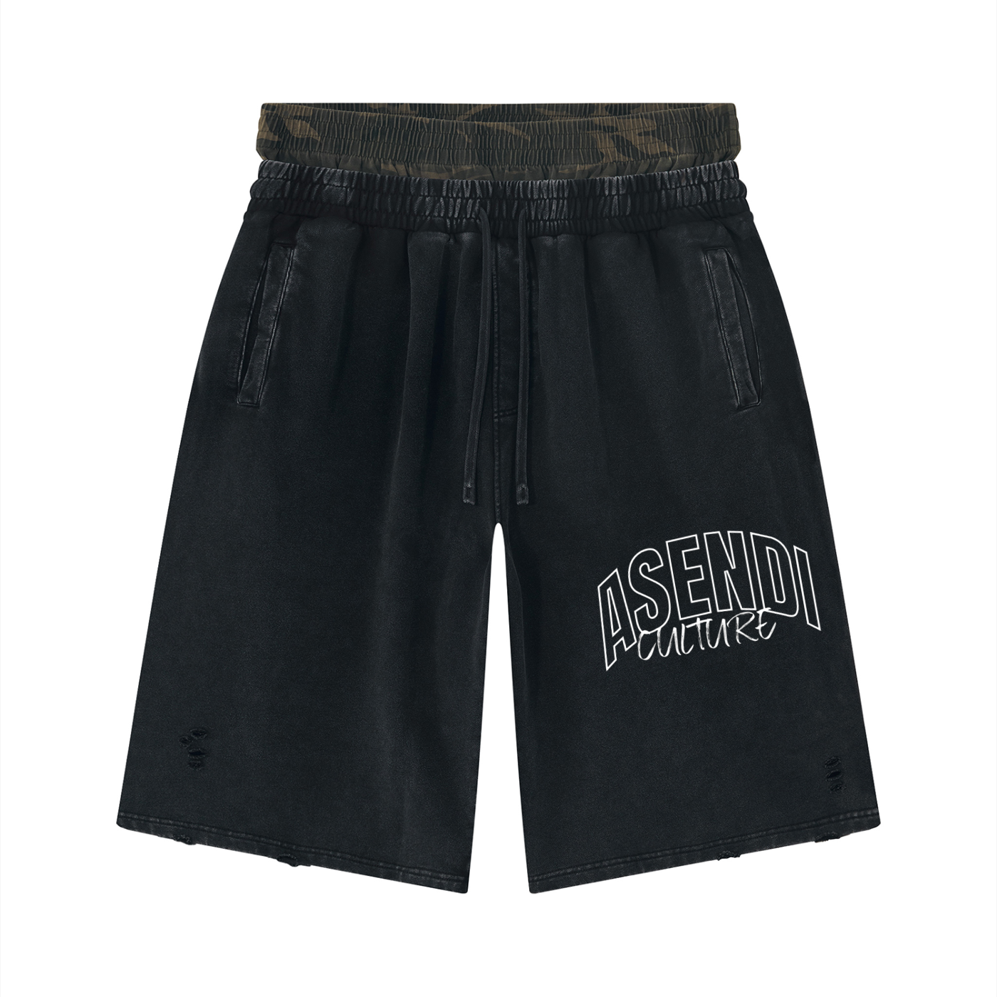 Vintage Wash Distressed Wide Leg Shorts