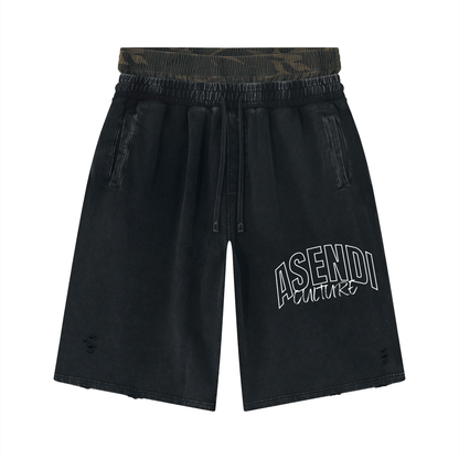 Vintage Wash Distressed Wide Leg Shorts