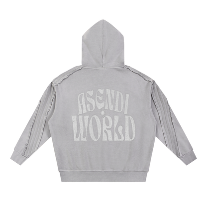 Unisex Snow Washed Tape Raw Edge Hoodie