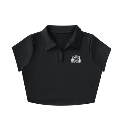 V-Neck Lapel Crop Top