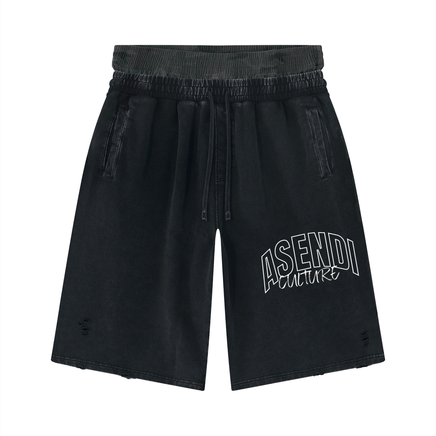 Vintage Wash Distressed Wide Leg Shorts