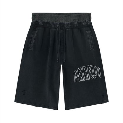 Vintage Wash Distressed Wide Leg Shorts