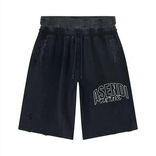 Vintage Wash Distressed Wide Leg Shorts