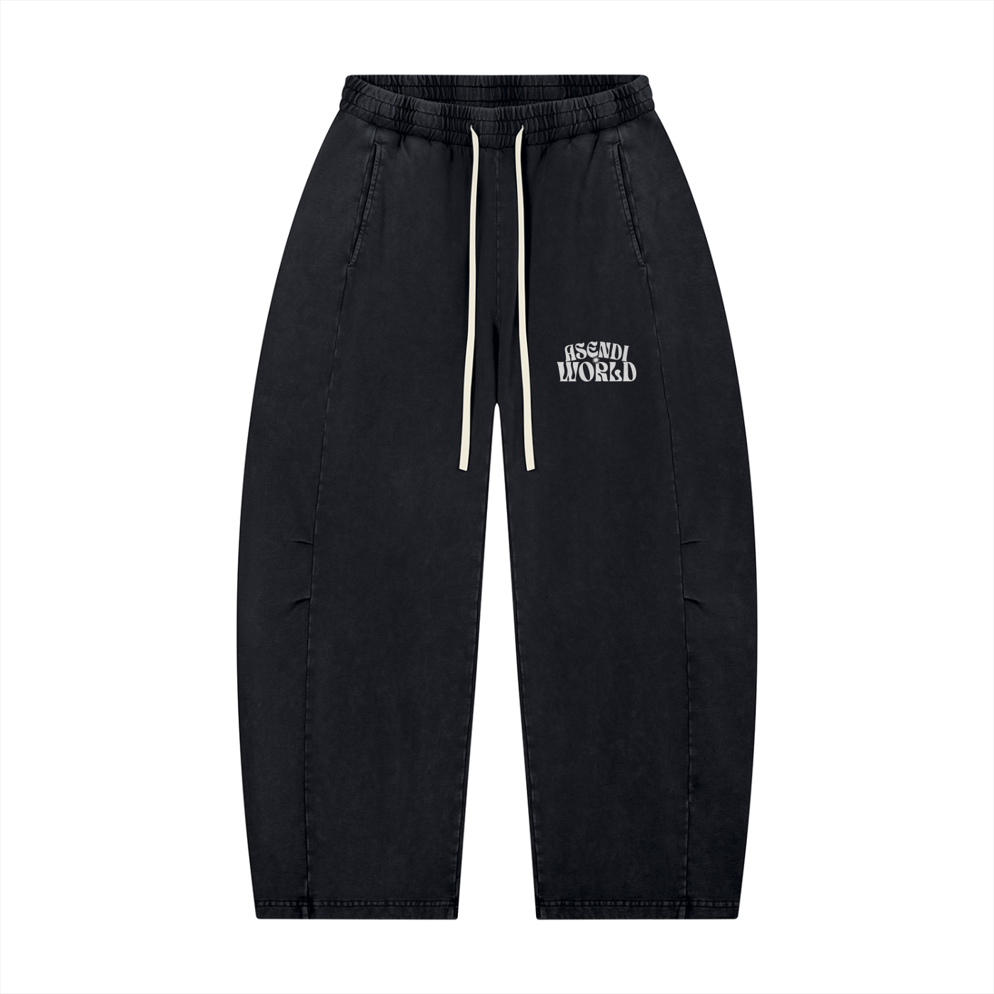 Unisex Mineral Wash Barrel Leg Pants