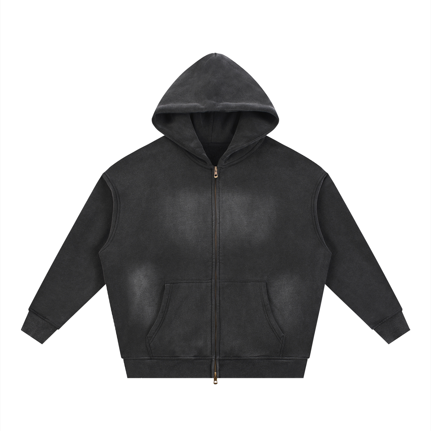 Unisex Sunfade Two-way Zipper Boxy Fleece Hoodie