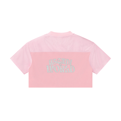 Cropped Paneled V-Neck Jersey