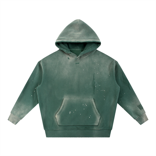 Unisex Vintage Washed Frayed Fleece Hoodie