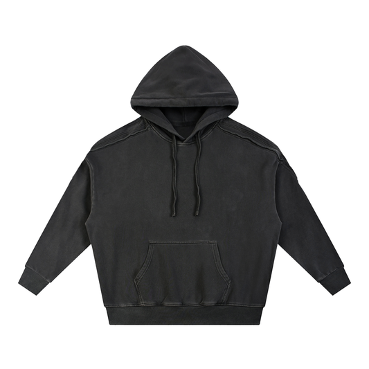 Unisex Snow Washed Tape Raw Edge Hoodie