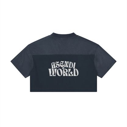 Cropped Paneled V-Neck Jersey