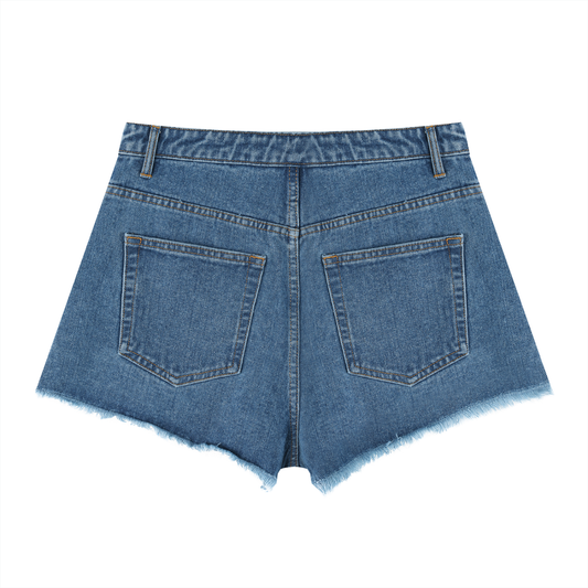 Vintage Wash High Rise Denim Shorts
