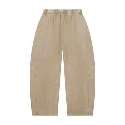 Unisex Mineral Wash Barrel Leg Pants