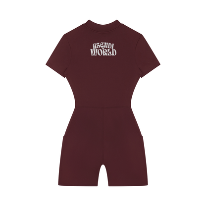 Women's Quarter-Zip Short Sleeve Romper