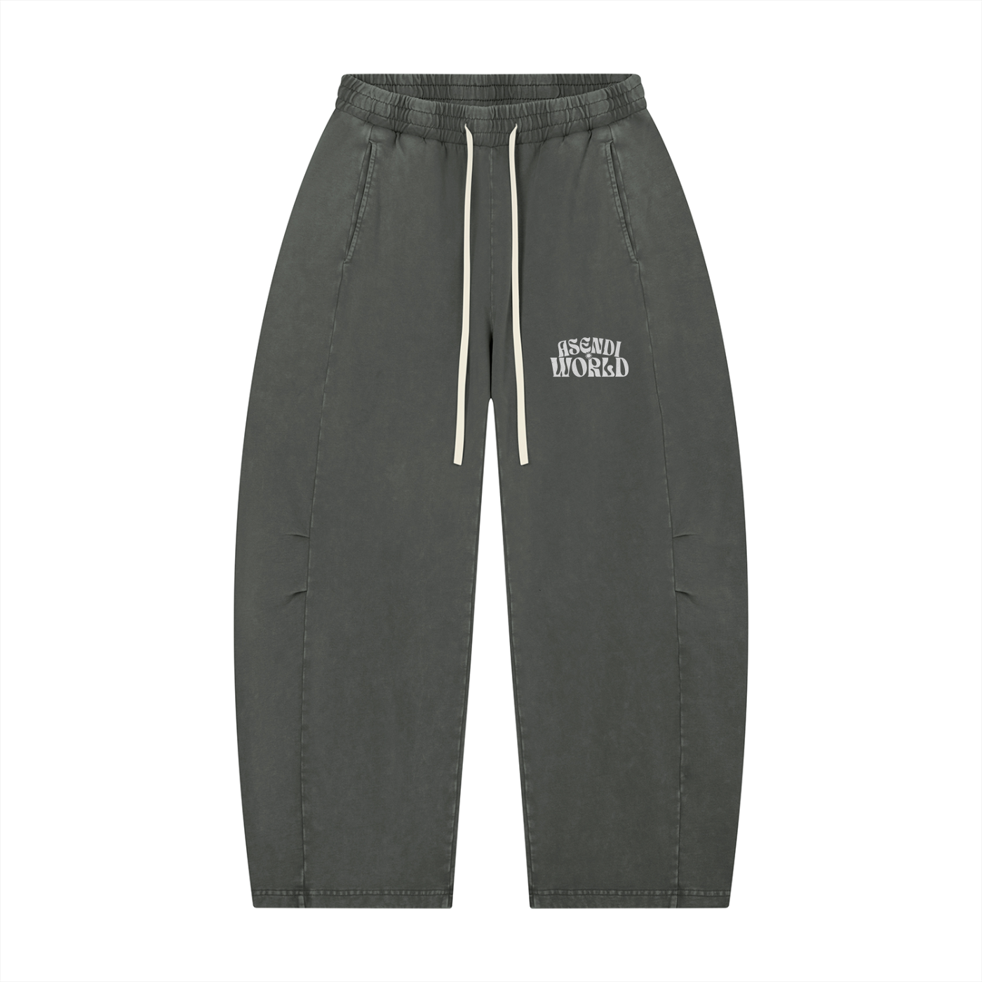 Unisex Mineral Wash Barrel Leg Pants