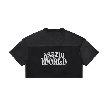 Cropped Paneled V-Neck Jersey