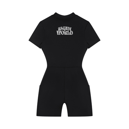 Women's Quarter-Zip Short Sleeve Romper