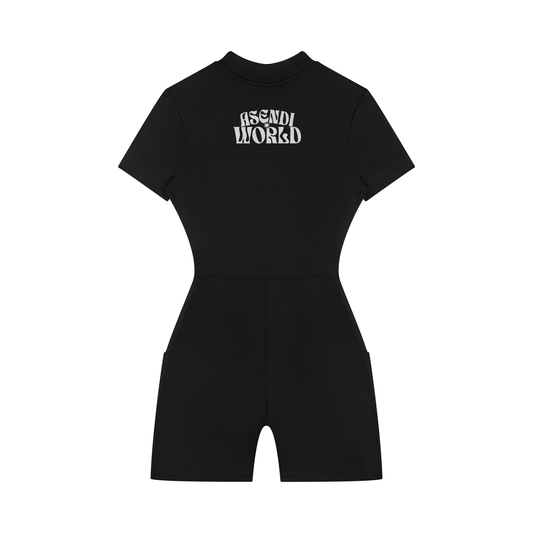 Women's Quarter-Zip Short Sleeve Romper