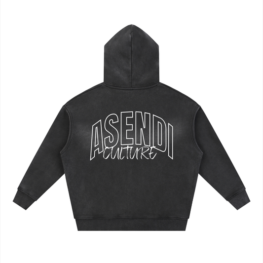 Unisex Sunfade Two-way Zipper Boxy Fleece Hoodie