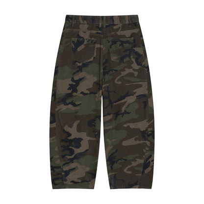 Camo Barrel Leg Cargo Pants