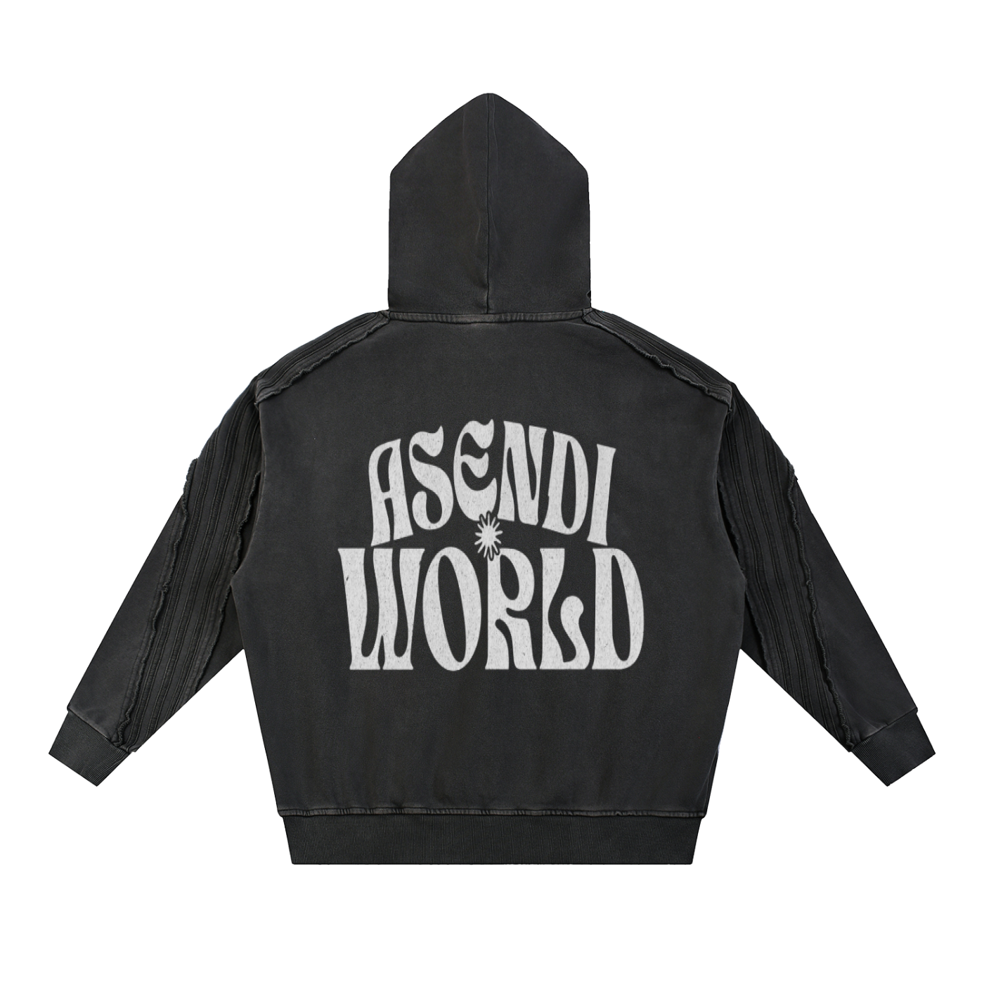 Unisex Snow Washed Tape Raw Edge Hoodie