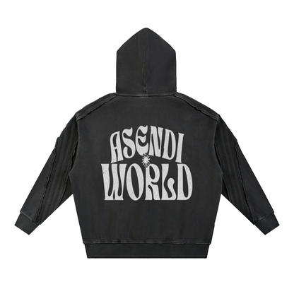 Unisex Snow Washed Tape Raw Edge Hoodie