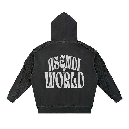 Unisex Snow Washed Tape Raw Edge Hoodie