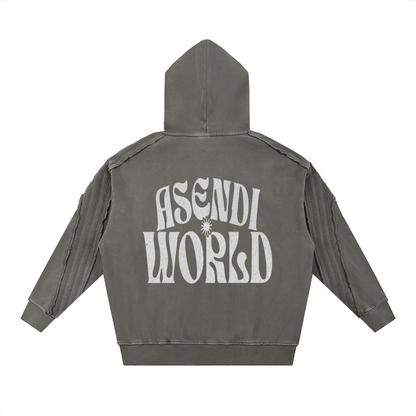 Unisex Snow Washed Tape Raw Edge Hoodie