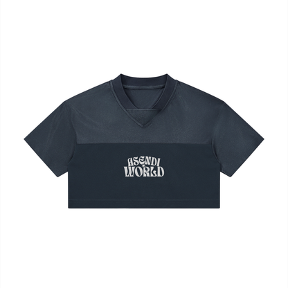 Cropped Paneled V-Neck Jersey