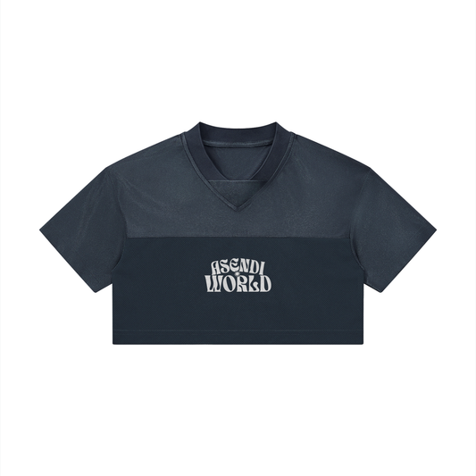 Cropped Paneled V-Neck Jersey