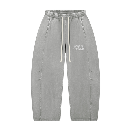 Unisex Mineral Wash Barrel Leg Pants