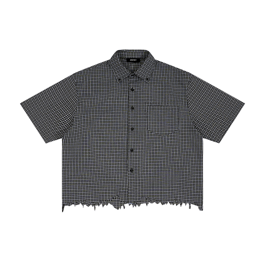 Distressed Plaid Boxy Shirt