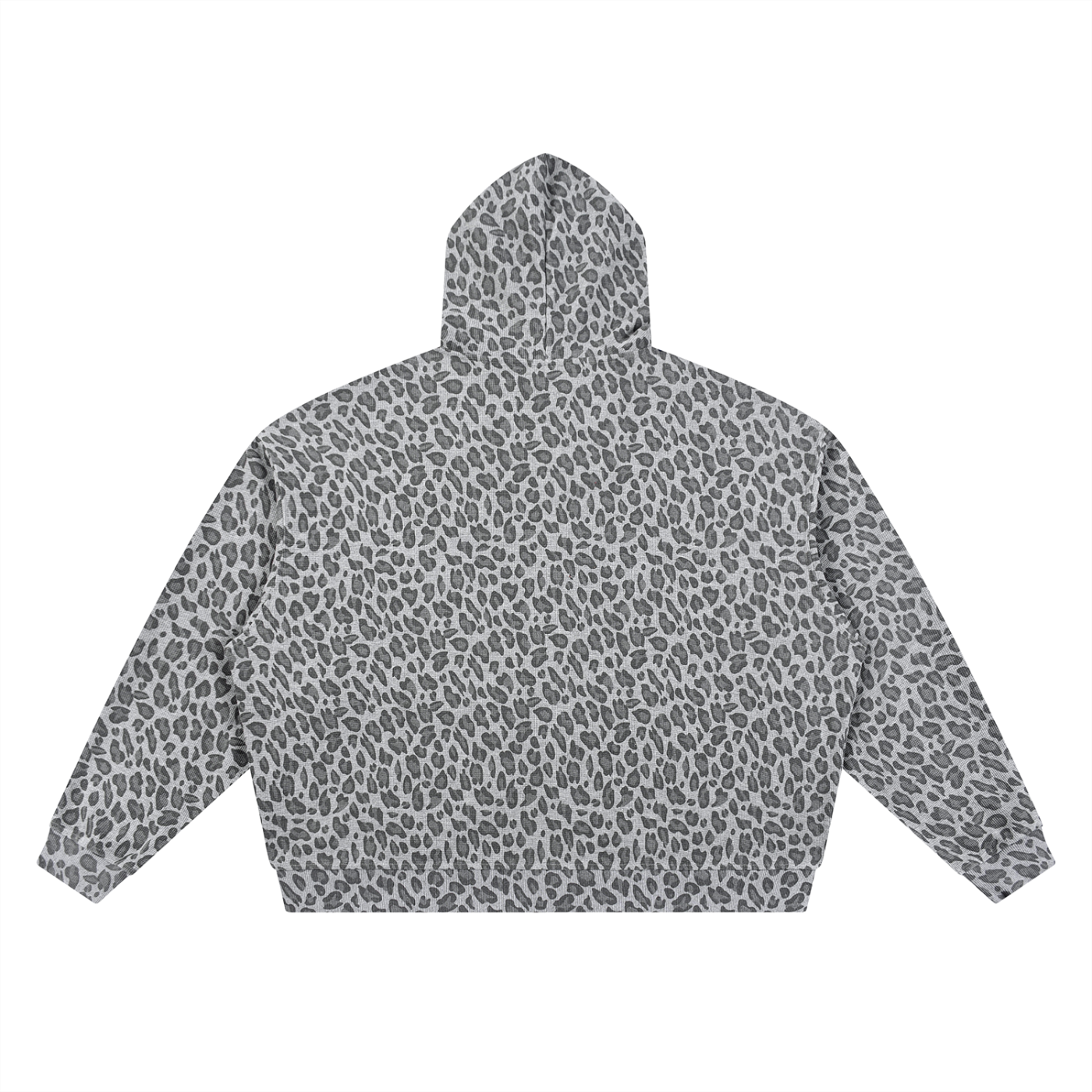 Unisex Leopard Print Waffle Full Zip Hoodie