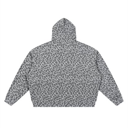 Unisex Leopard Print Waffle Full Zip Hoodie