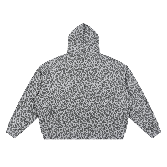 Unisex Leopard Print Waffle Full Zip Hoodie