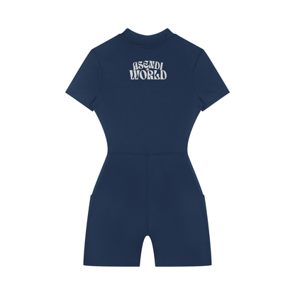 Women's Quarter-Zip Short Sleeve Romper