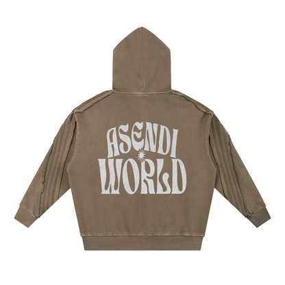 Unisex Snow Washed Tape Raw Edge Hoodie
