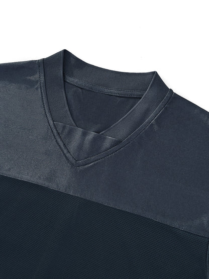 Cropped Paneled V-Neck Jersey