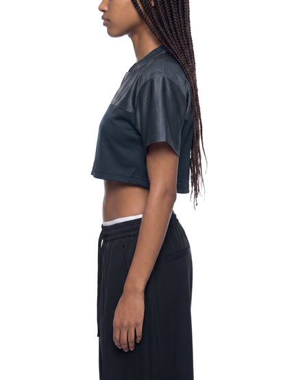 Cropped Paneled V-Neck Jersey