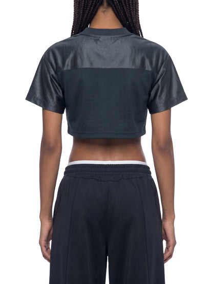 Cropped Paneled V-Neck Jersey